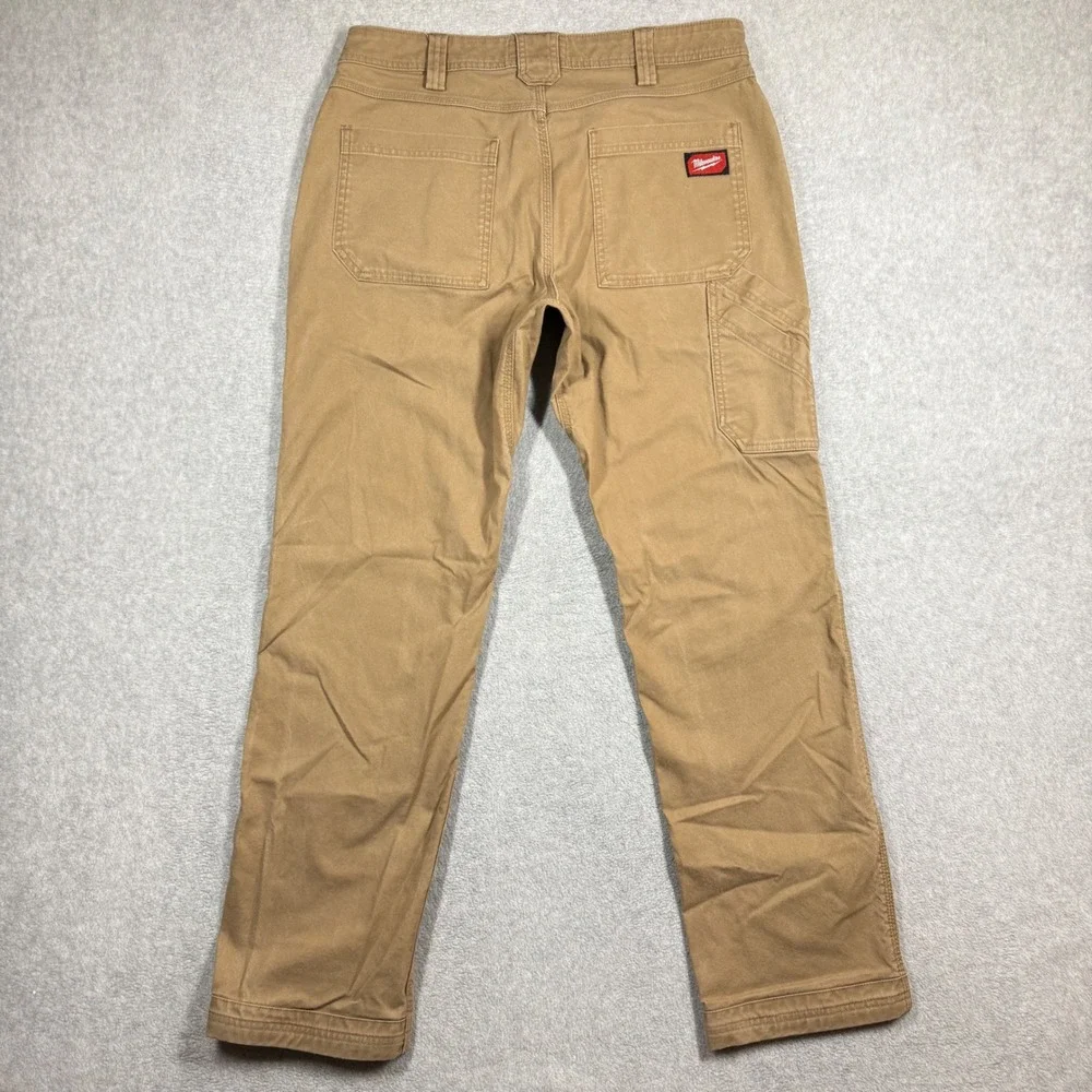 Milwaukee M650 Work Pant Mens 34x32 Brown Canvas Utility Carpenter Trousers